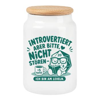 Introvertiert Nerd Würfel Spruch - Keksdose mit Holzdeckel - Weiß - Vorne