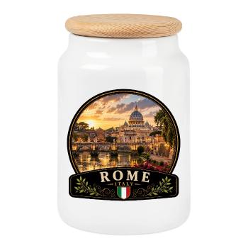Italien Urlaub Altstadt Mediterran Urlaub Kanal - Keksdose mit Holzdeckel - Weiß - Vorne