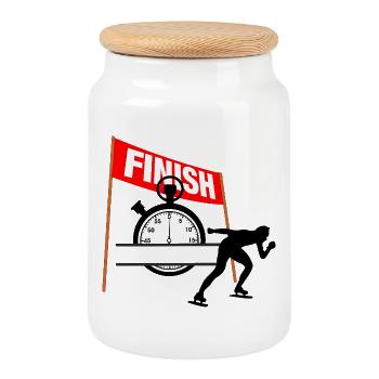 Skating Finish Time - Cookie Jar with Wooden Lid - white - Front