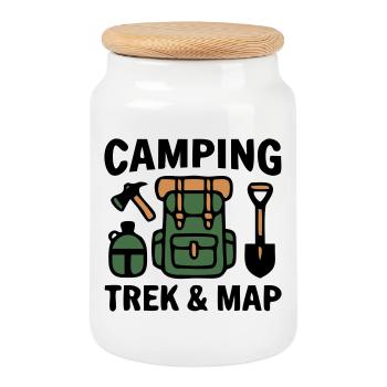 Backpack Trekking Hiking Camping Scout - Cookie Jar with Wooden Lid - white - Front