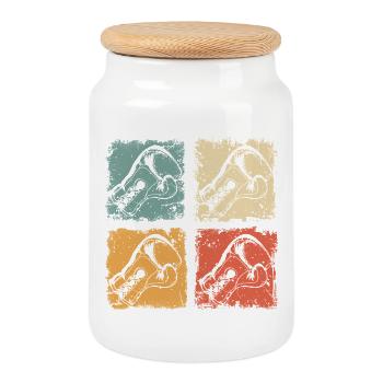 Graphique de boxe avec gants de boxe pour boxeurs - Boîte à biscuits avec couvercle en bois - blanc - Devant