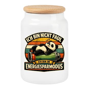 Panda Energiesparmodus - Keksdose mit Holzdeckel - Weiß - Vorne