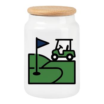 Golf Golf Kart Club Club Golf Golfeur Excursion masculine - Boîte à biscuits avec couvercle en bois - blanc - Devant