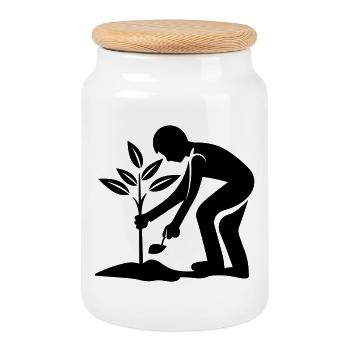Planting Environment Nature Conservation - Cookie Jar with Wooden Lid - white - Front