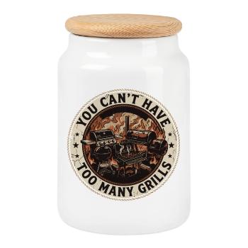 BBQ Humor Dad Grilling Summer Gift - Cookie Jar with Wooden Lid - white - Front