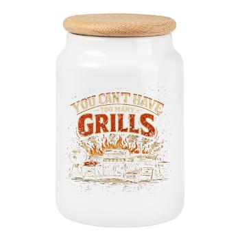 BBQ Humor Dad Grilling Summer Gift - Cookie Jar with Wooden Lid - white - Front