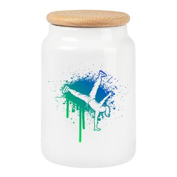 Hip-Hop Dance Gift Idea for the Hip-Hop Dancer - Cookie Jar with Wooden Lid - white - Front