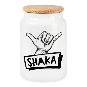 Signe de salutation Shaka Surf sur blanc – Illustration - Boîte à biscuits avec couvercle en bois - blanc - Devant