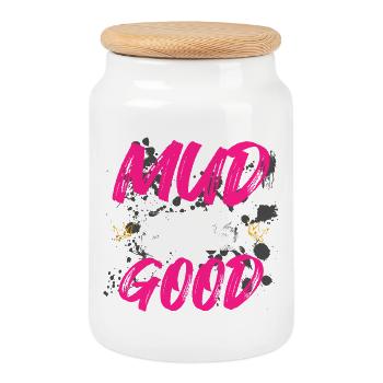 Mud looks good Schlammlauf Mud Run Muddy Race - Cookie Jar with Wooden Lid - white - Front
