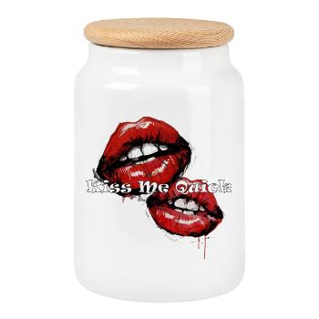 Kiss Me Quick - Lucky Lips - Keksdose mit Holzdeckel - Weiß - Vorne