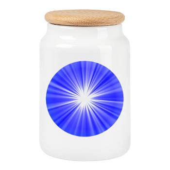 Blue sun circle - Cookie Jar with Wooden Lid - white - Front