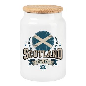 Schottland Flagge Vintage - Keksdose mit Holzdeckel - Weiß - Vorne