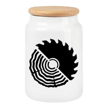 Motif en bois de la lame de scie charpentier - Boîte à biscuits avec couvercle en bois - blanc - Devant
