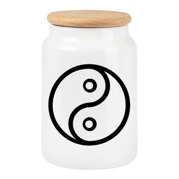 Ying Yang - Cookie Jar with Wooden Lid - white - Front