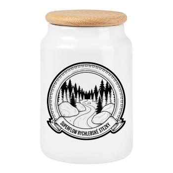 Superflow Rychlebské Stezky MTB Badge - Cookie Jar with Wooden Lid - white - Front