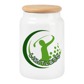 Silhouette du swing du golfeur illimité - Boîte à biscuits avec couvercle en bois - blanc - Devant