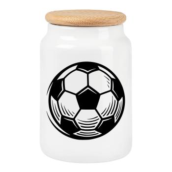 Fußball Ball Fußballverein Public Viewing - Keksdose mit Holzdeckel - Weiß - Vorne