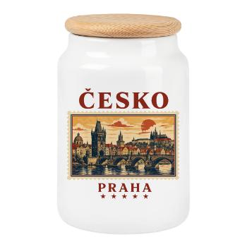 Prag Romantik als Reisemarke - Keksdose mit Holzdeckel - Weiß - Vorne