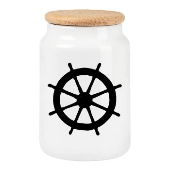 Steuer Steuerrad Segeln Segelboot Segler - Keksdose mit Holzdeckel - Weiß - Vorne