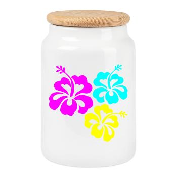 Hibiskus Hibiskusblüte hibiscus - Cookie Jar with Wooden Lid - white - Front