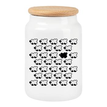 Black Sheep 2C - Boîte à biscuits avec couvercle en bois - blanc - Devant