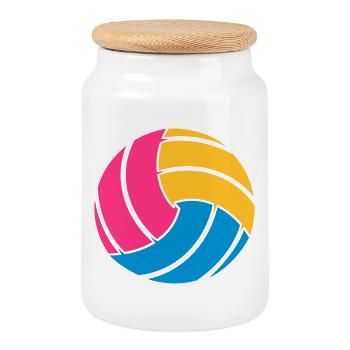 Le ballon de volley-ball - Boîte à biscuits avec couvercle en bois - blanc - Devant