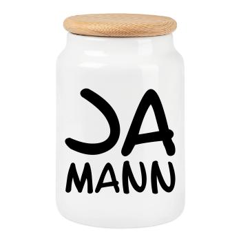 Ja Mann - Keksdose mit Holzdeckel - Weiß - Vorne