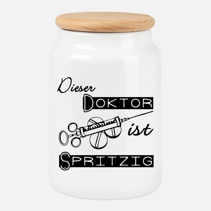 Doktor Spritzig Geschenk - Keksdose mit Holzdeckel - Weiß