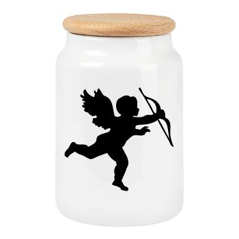 Engel der Liebe - Cookie Jar with Wooden Lid - white - Front