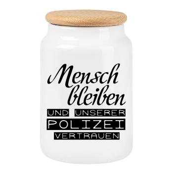 Der Polizei vertrauen Geschenk - Keksdose mit Holzdeckel - Weiß - Vorne