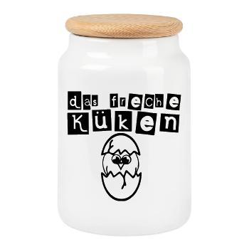 Das freche Küken Freundin Mädchen Kind Geschenk - Keksdose mit Holzdeckel - Weiß - Vorne