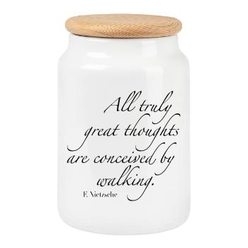 hike - Cookie Jar with Wooden Lid - white - Front