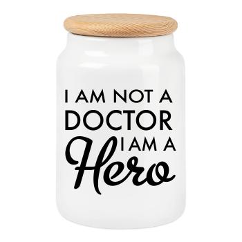 Médecin - Boîte à biscuits avec couvercle en bois - blanc - Devant