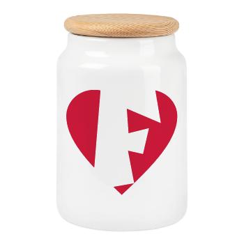 Cœur F - J'aime F - Boîte à biscuits avec couvercle en bois - blanc - Devant