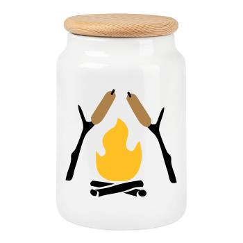 6061912 127479740 stick bread - Cookie Jar with Wooden Lid - white - Front