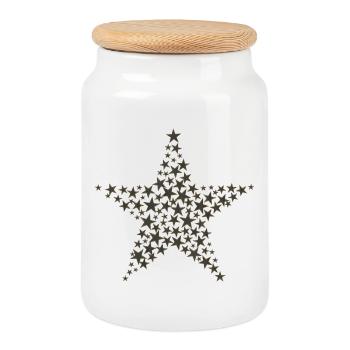 Stars Medellin Brands Star Star Star - Cookie Jar with Wooden Lid - white - Front