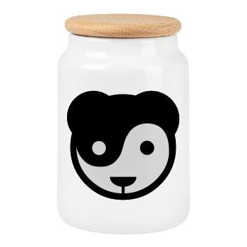 yin yang panda teddy - Keksdose mit Holzdeckel - Weiß - Vorne