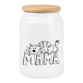 Katzen Mama - Kätzin - Katze - Cat - Geschenk - Keksdose mit Holzdeckel - Weiß - Vorne