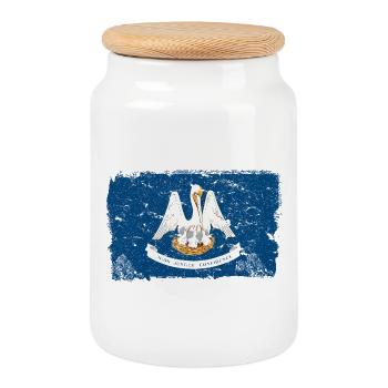 Louisiane Drapeau Vintage - Boîte à biscuits avec couvercle en bois - blanc - Devant