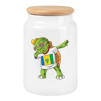 St. Vincent und die Grenadinen Dabbing Schildkröte - Keksdose mit Holzdeckel - Weiß - Vorne