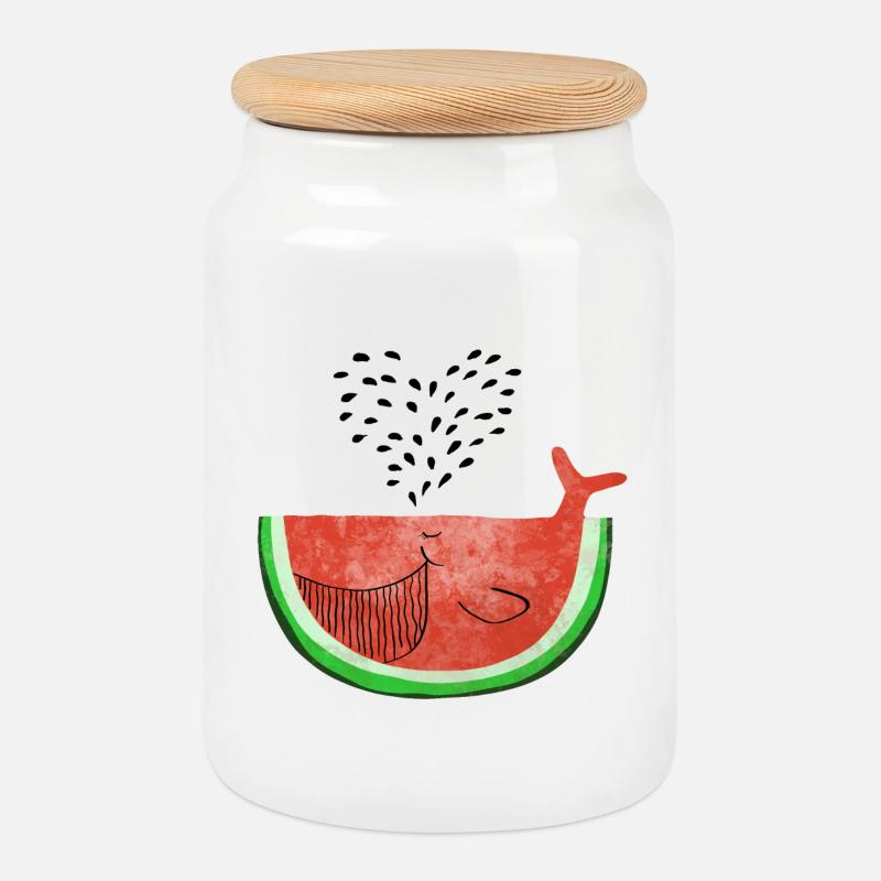 Wassermelone Wal - Walfisch Melone - Früchte -Love - Keksdose mit Holzdeckel - Weiß