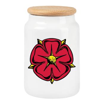 Lippische Rose - Keksdose mit Holzdeckel - Weiß - Vorne