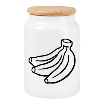 Banana - Cookie Jar with Wooden Lid - white - Front