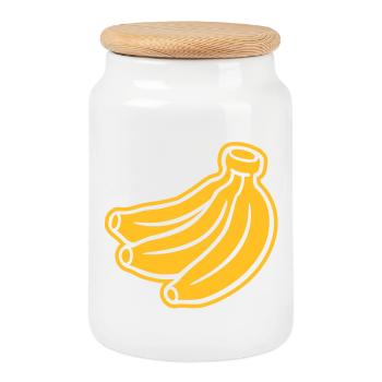Banana - Cookie Jar with Wooden Lid - white - Front