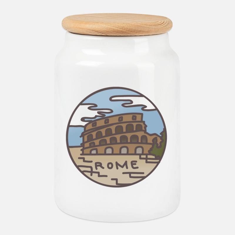 Rome (Italie) Illustration - Boîte à biscuits avec couvercle en bois - blanc