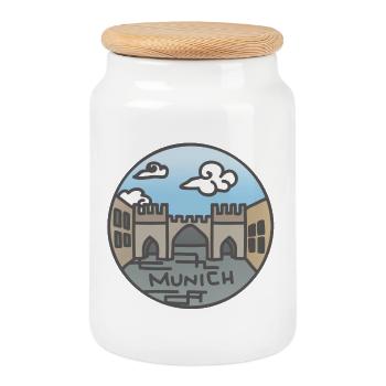 München Illustration - Keksdose mit Holzdeckel - Weiß - Vorne