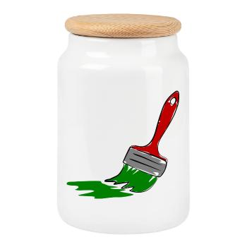 Kreative Maler Pinsel Illustration - Keksdose mit Holzdeckel - Weiß - Vorne