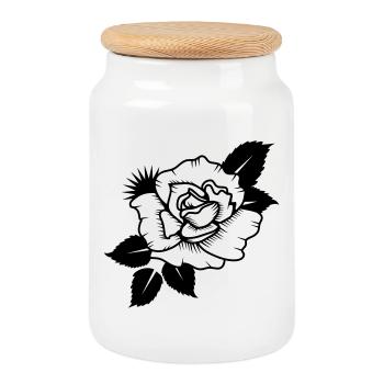 A Rose Dessiné - Boîte à biscuits avec couvercle en bois - blanc - Devant