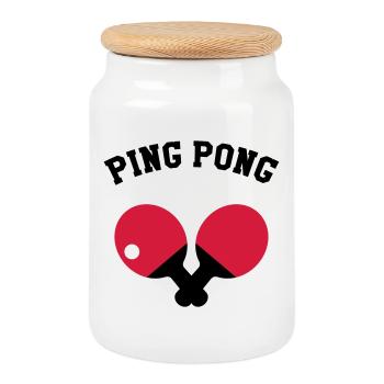 Ping Pong - Boîte à biscuits avec couvercle en bois - blanc - Devant