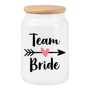 Équipe coeur bride cupidon flèche poule partie - Boîte à biscuits avec couvercle en bois - blanc - Devant